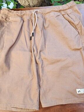 Hang Ten Khaki Drawstring Shorts Men’s Elastic Waist [L]